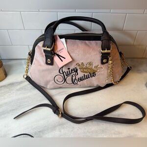 Viral Juicy Couture velour the key to juicy dusty Blush pink Bag NWT RARE